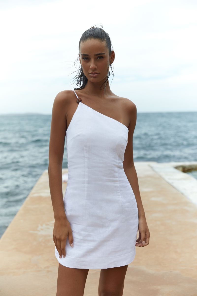 Amara Linen Mini Dress Blanc TJ SWIM Amara Linen Mini Dress Blanc TJ SWIM